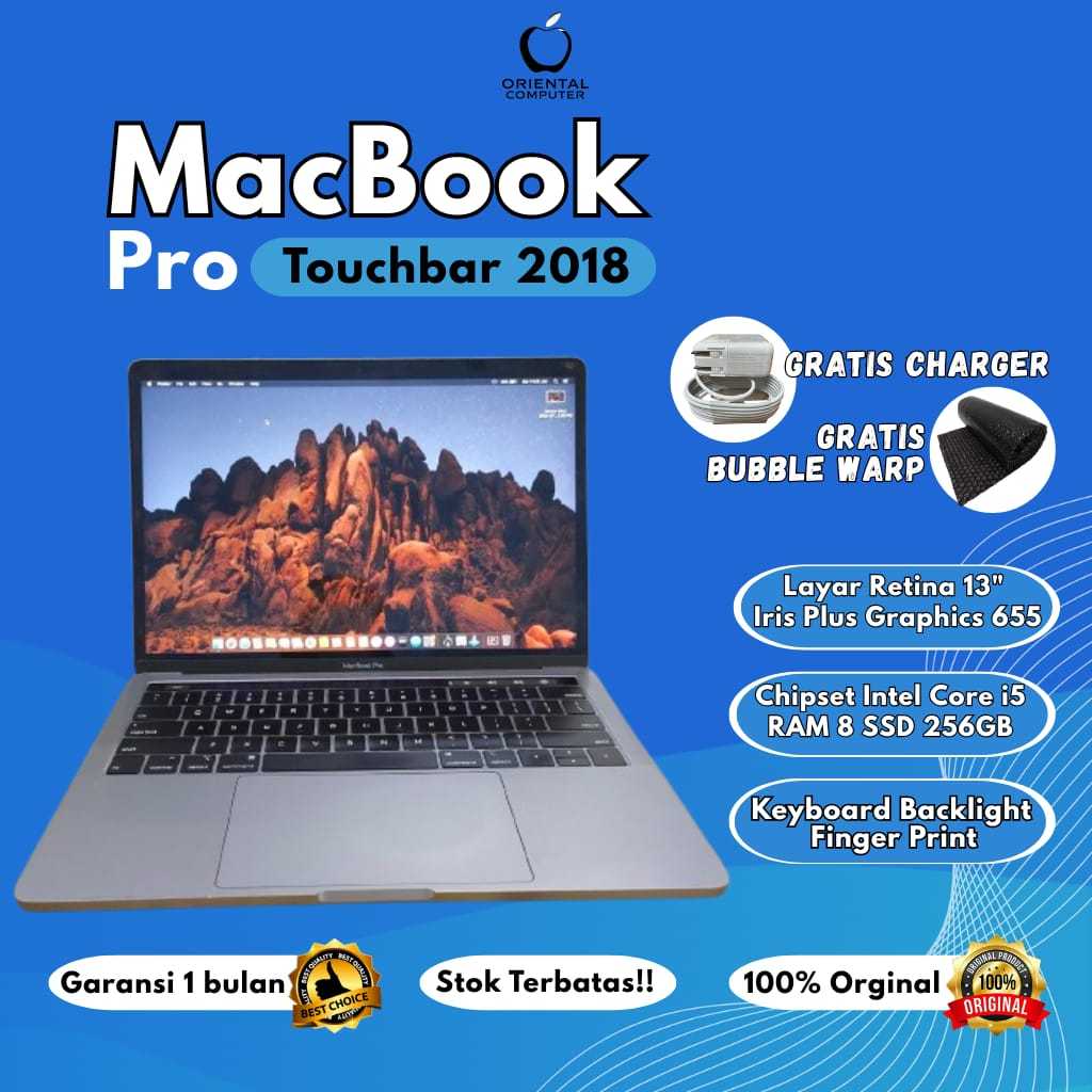 Laptop Apple MacBook Pro 2018 i5 8/256GB SSD 13 Inch Second Original Bergaransi