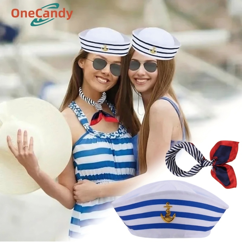 Topi Sailorman Wanita Cosplay Topi Kapten Kapal Pelaut Sailor Biru Navy Topi Sailor Wanita Sailor Ha