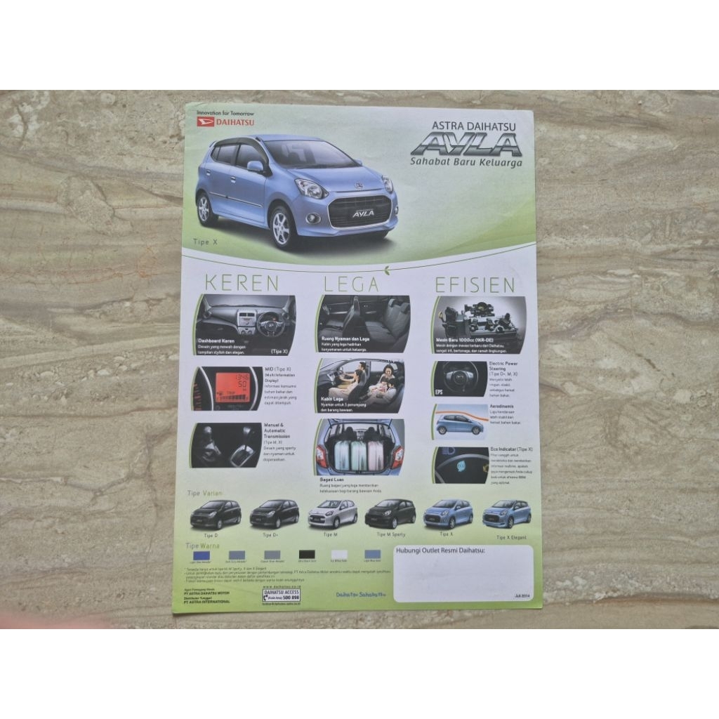 brosur katalog mobil daihatsu ayla 2014 flyer