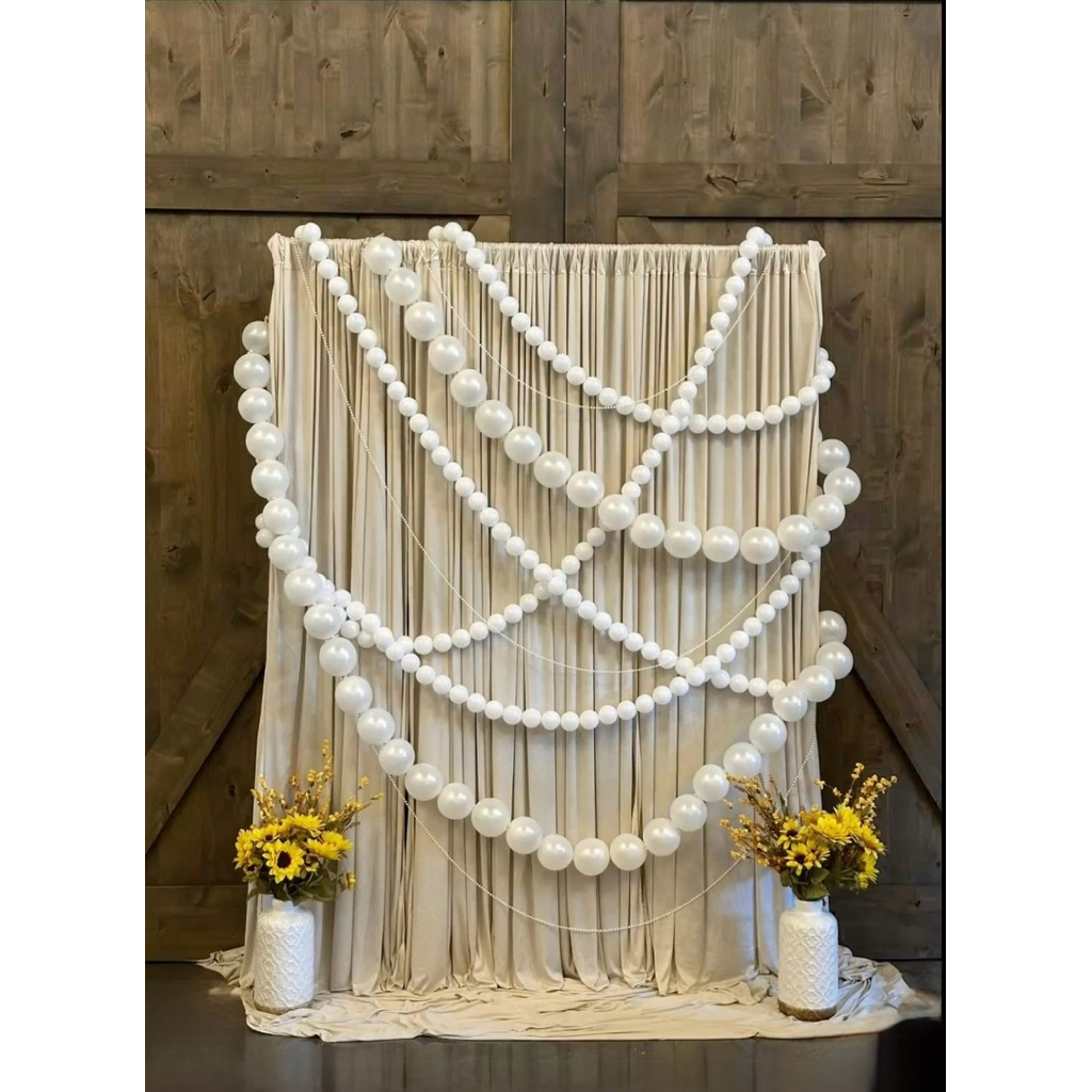 Bola Mutiara Wedding 5 Meter | Dekorasi Pernikahan Elegant | Garland Bola Putih