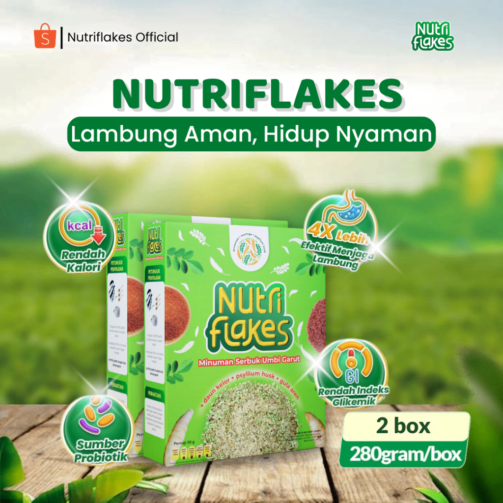 Nutriflakes Sereal Umbi Garut untuk Asam Lambung Paket 2 Box