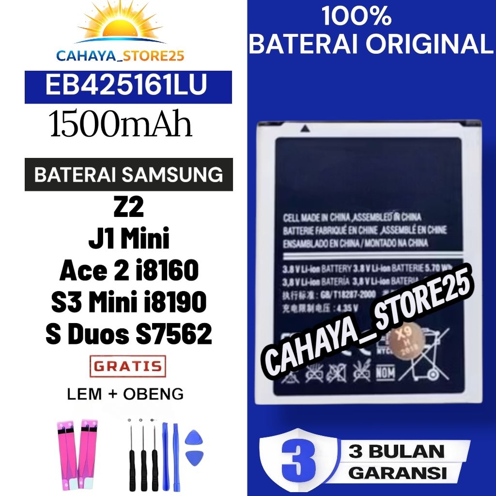 Baterai Batre EB425161LU Untuk SAMSUNG Z2 / J1 MINI / Ace 2 i8160 / S3 Mini i9190 / S Duos S7562