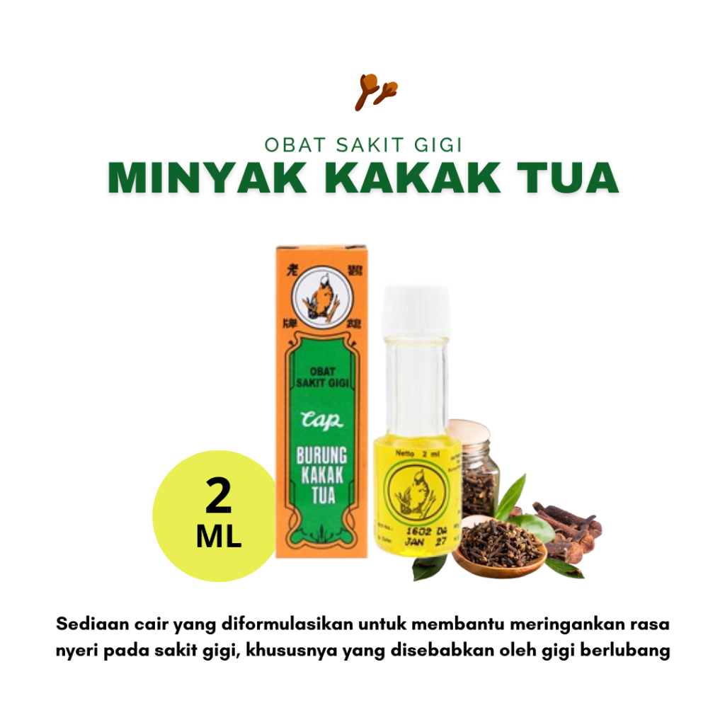 Minyak Kakak Tua 2 ml Glycerin Minyak Cengkeh Obat Sakit Gigi Cap Burung Kakak Tua Pereda Nyeri Saki