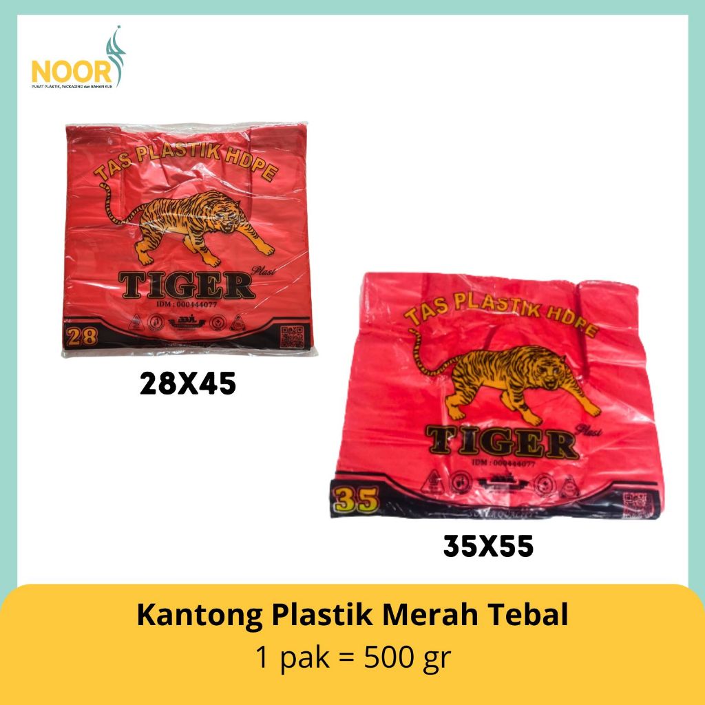 Kantong Plastik Kresek Tebal Warna Merah Merah Tiger Ukuran 28 35