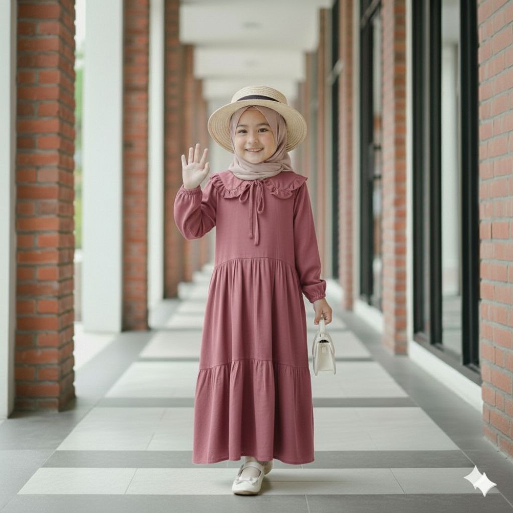 DRESS MIDI ANAK POLOS GAMIS ANAK RAYON 1-10 TAHUN