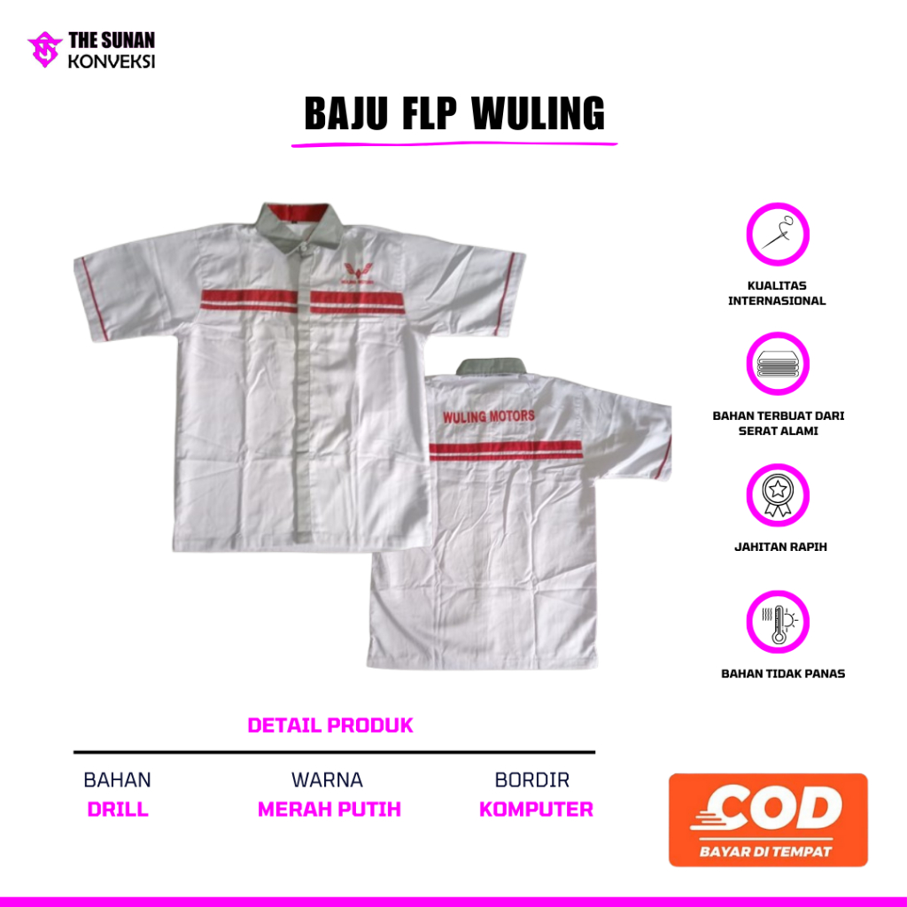 Seragam Wuling | Baju Mekanik Wuling | Baju Abu Wuling | Kemeja Abu Wuling | Baju Mekanik Wuling