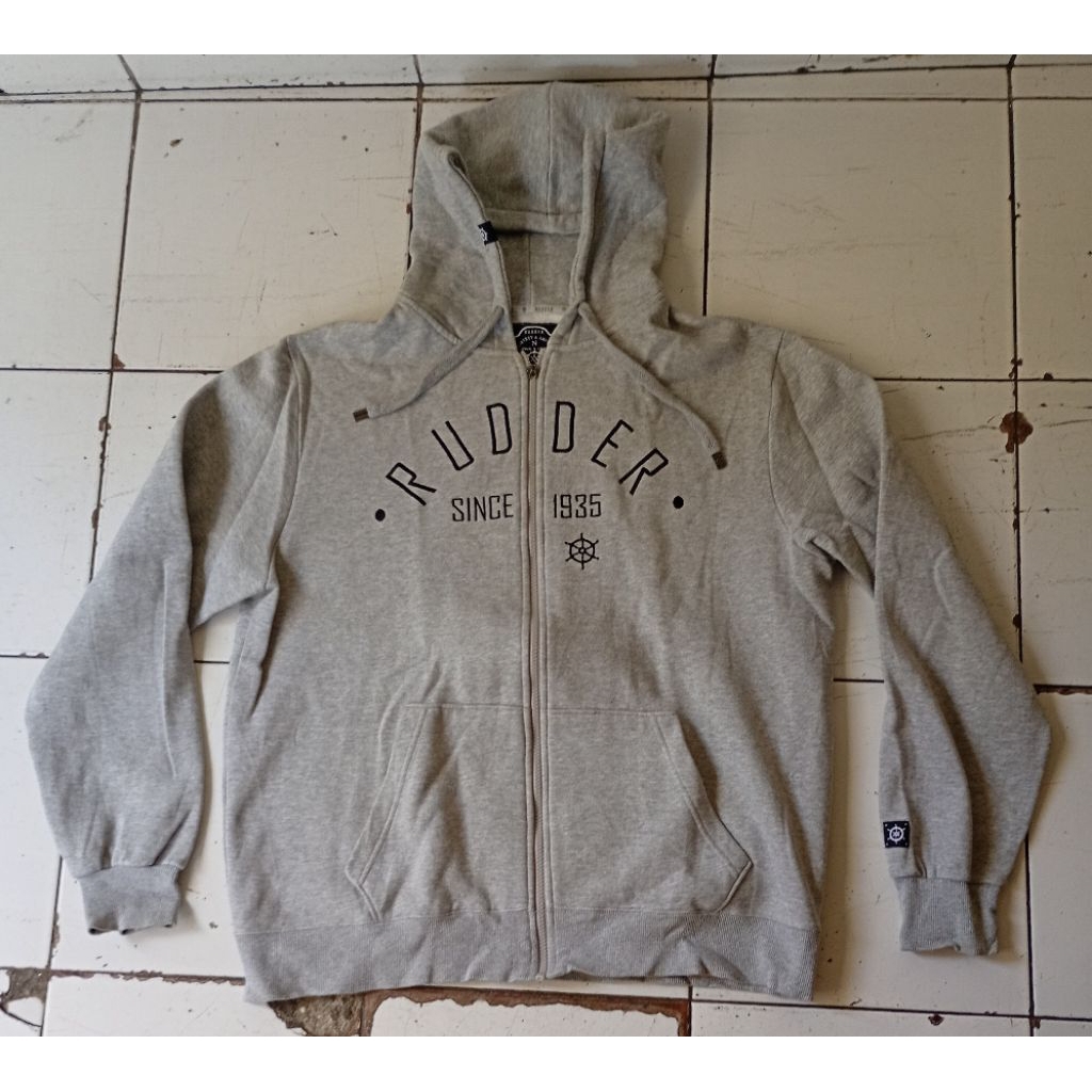 Jaket Hoodie brand rudder ld 123 p 67 warna grey jaket switer hoodie jaket band jaket skateboard jak