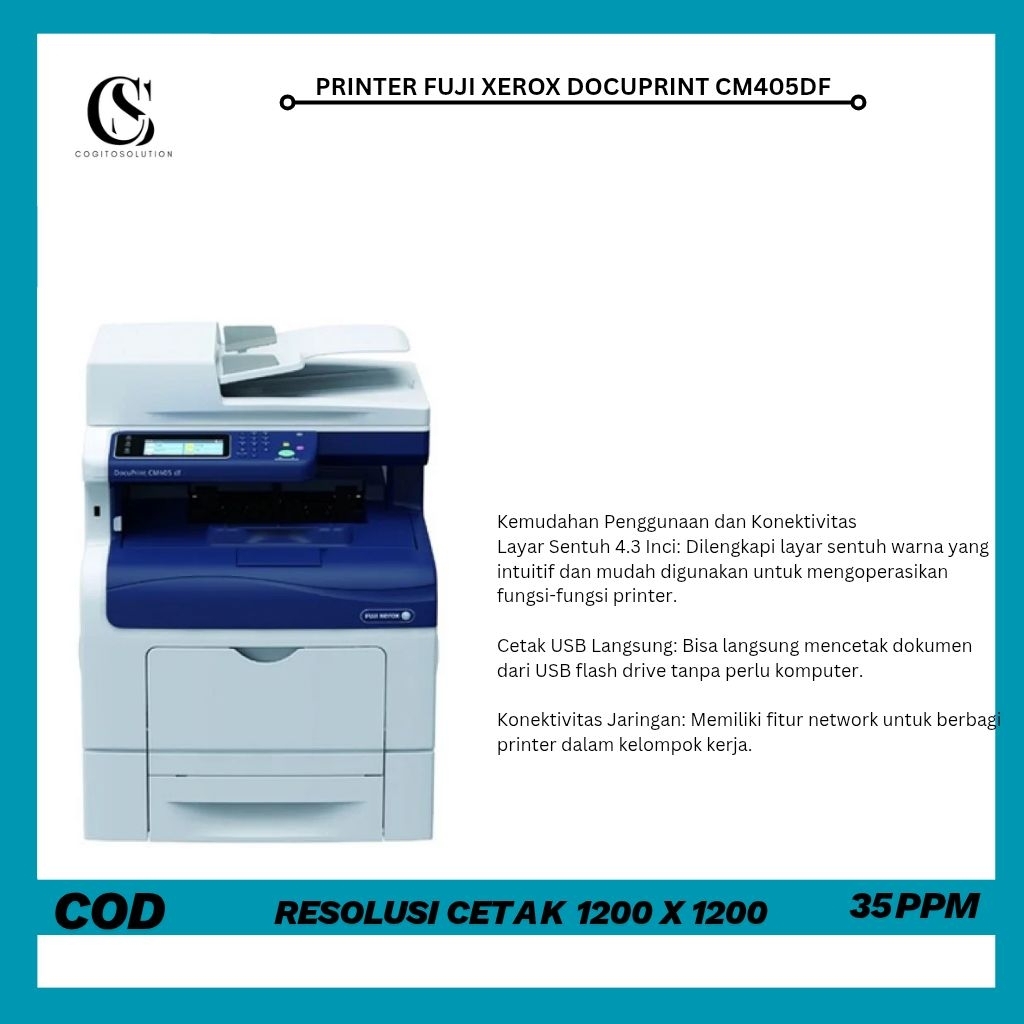 PRINTER FUJI XEROX DOCUPRINT CM405 DF _MULTIFUNGSI LASER WARNA A4 UNTUK KANTOR DAN USAHA HEMAT BIAYA