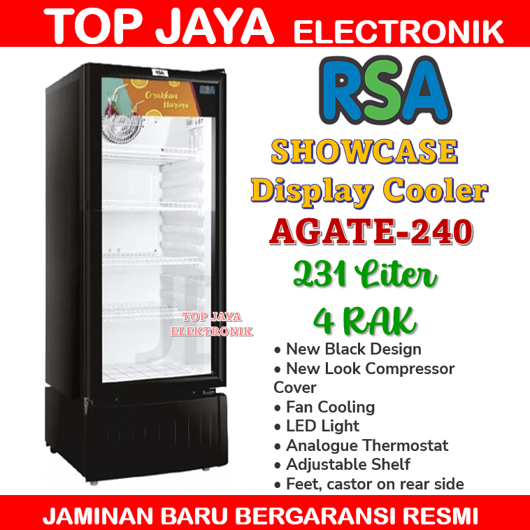SHOWCASE RSA 231 LITER 4 RAK AGATE 240/SHOWCASE 4 RAK RSA AGATE 240- 231 LITER NEW SERIES