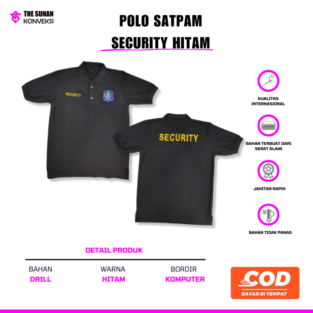 Baju Polo Satpam Security Hitam || Seragam Baju Polo Security || Polo Satpam || Polo Satpam Hitam
