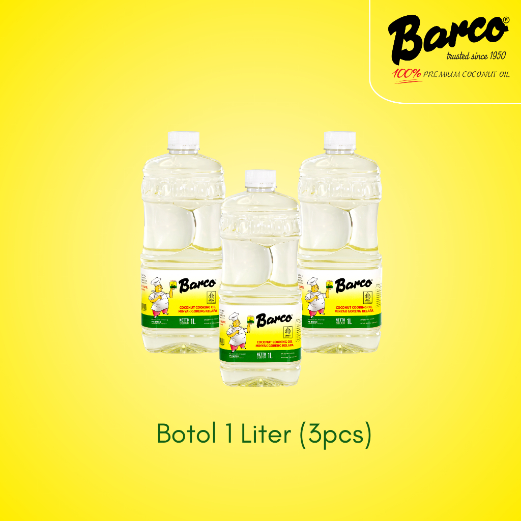 Promo Botol 1 ltr (3 Pcs) Minyak Goreng Kelapa "Barco"