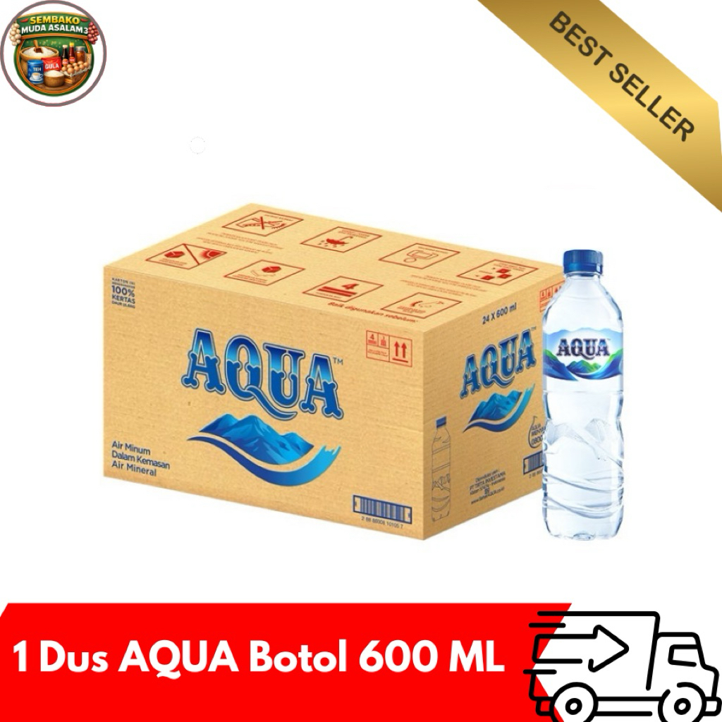 AQUA Air Mineral 600 ml / 1 Dus isi 24 Botol / Aqua Botol 1 Dus