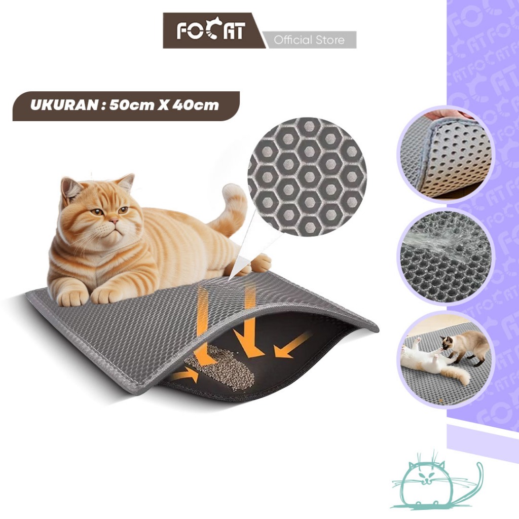 FOCAT Keset Pasir Kucing Anjing M52 Pet Litter Mat Double Layer EVA / Keset Pasir Hewan