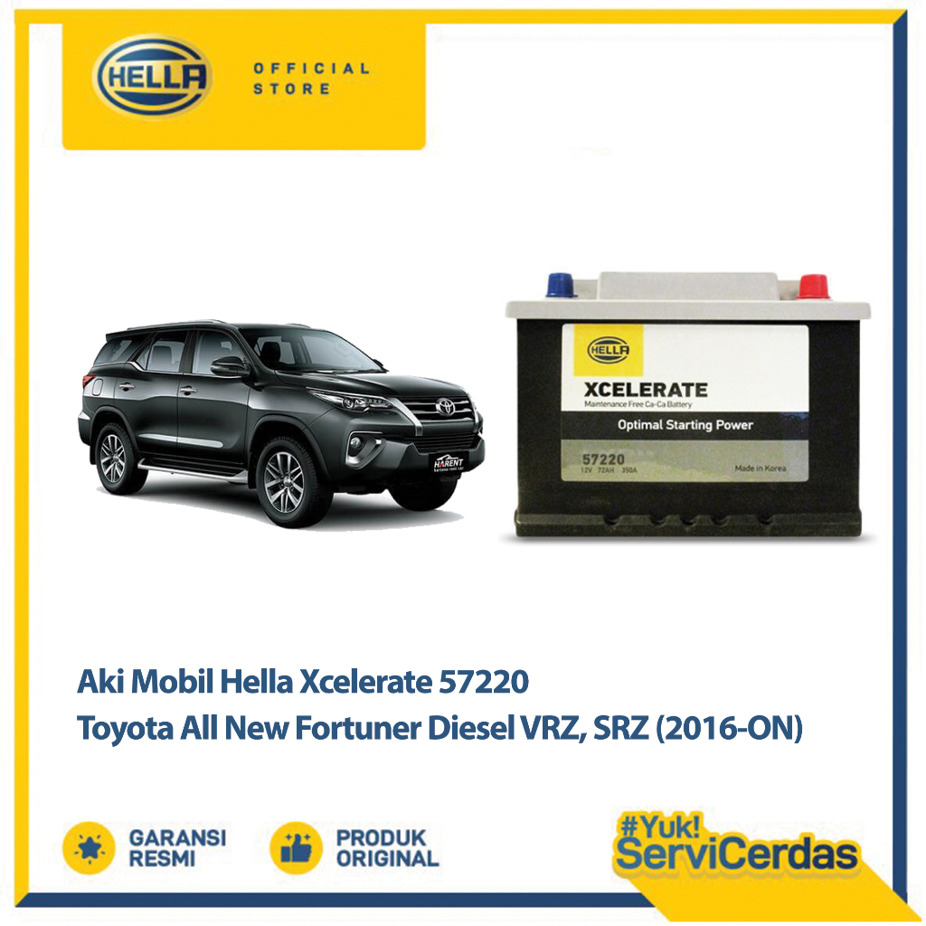 Aki Mobil Hella Toyota All New Fortuner Diesel Vrz, Srz 2016 - Now XCELERATE 57220 - Aki Mobil Kerin
