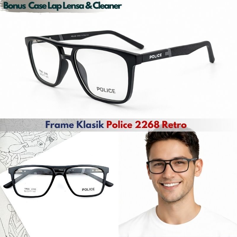 Frame Kacamata Pria POLICE 2286 Premium | Bisa Ganti Lensa Minus Plus Silinder | Kacamata Branded Kl