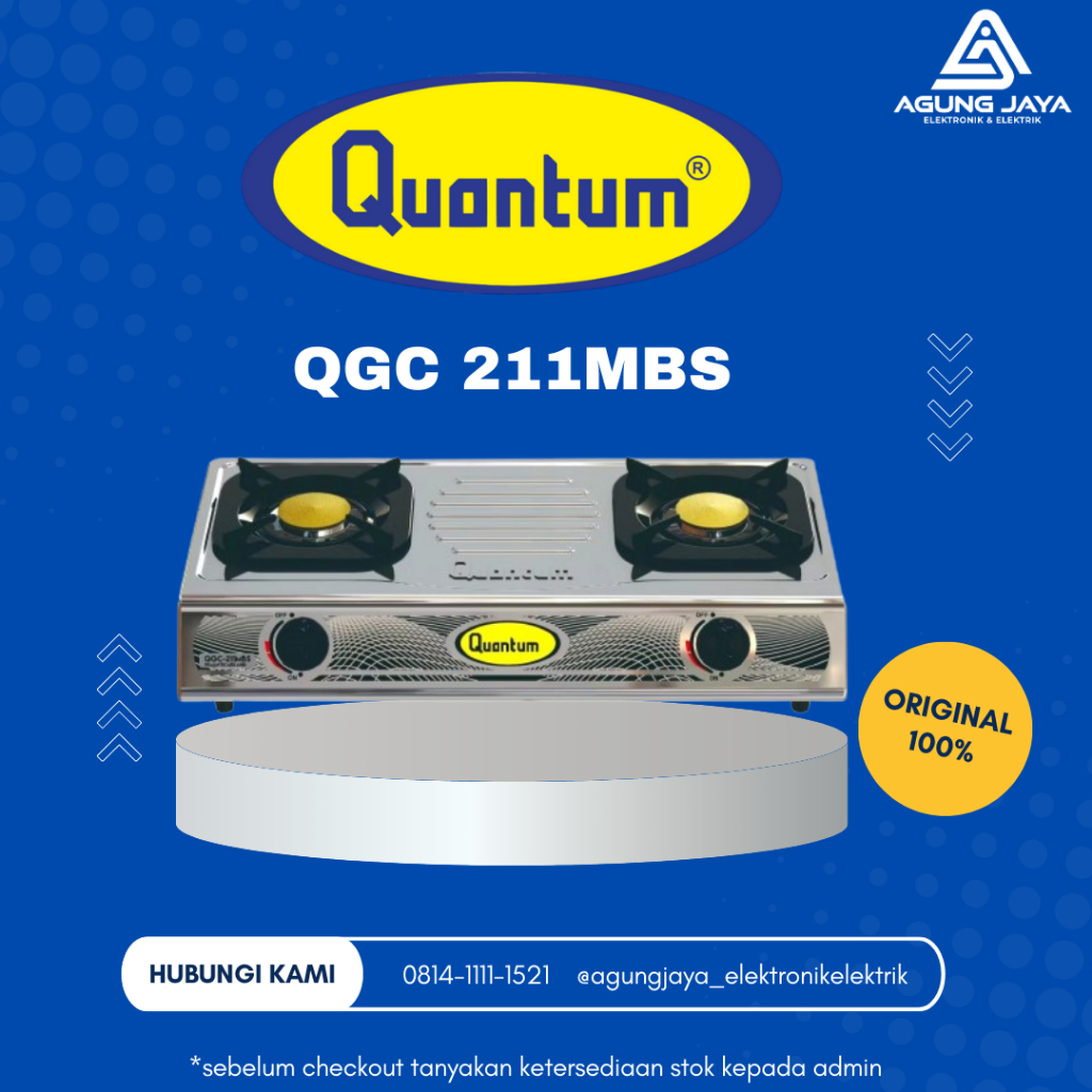 Kompor Gas Quantum 2 Tungku - QGC 211 MBS Stainless Anti Karat