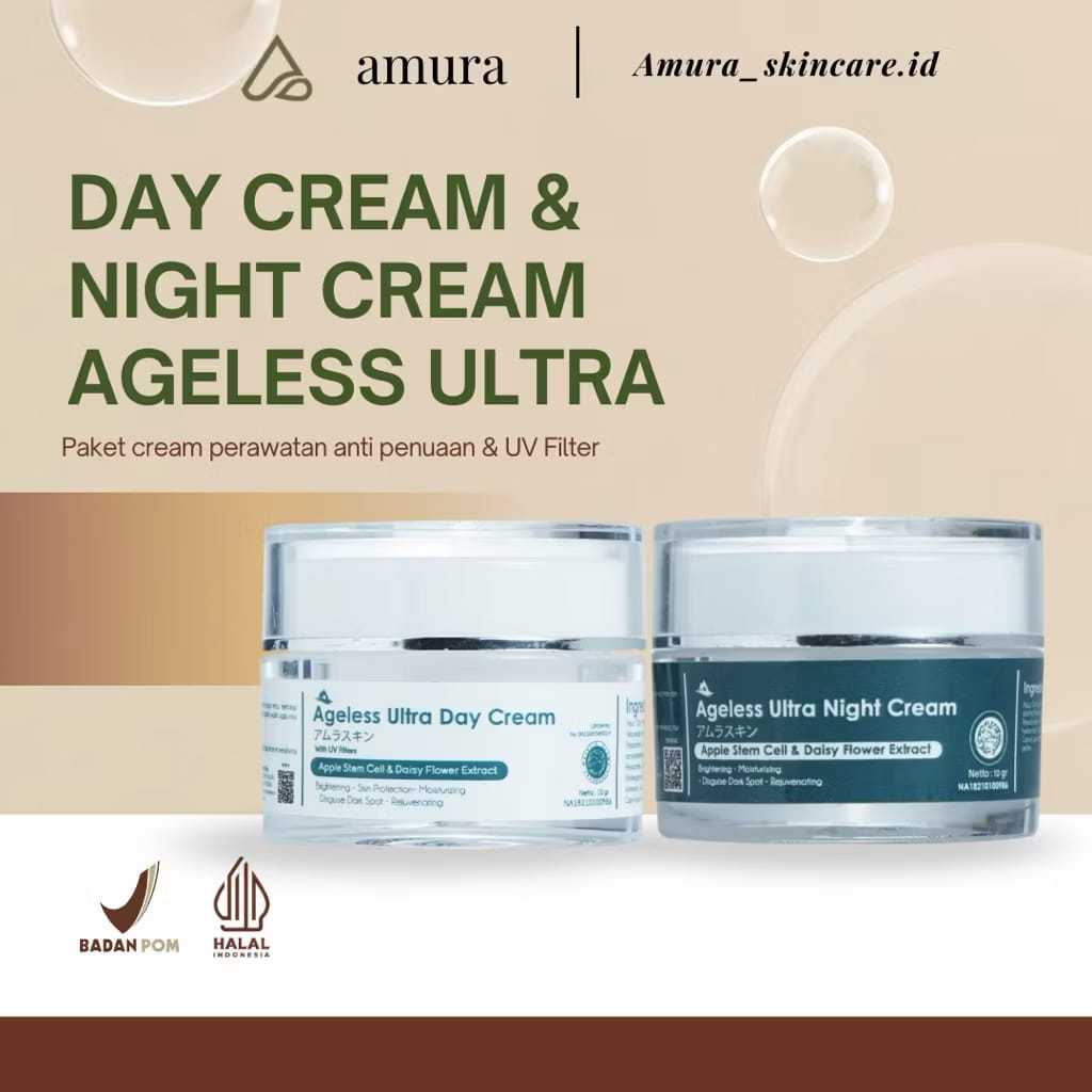 Amura Day Cream & Night Cream Ageless Ultra-Cerahkan, Kencangkan & Lembapkan Kulit-Amura-flek hitam