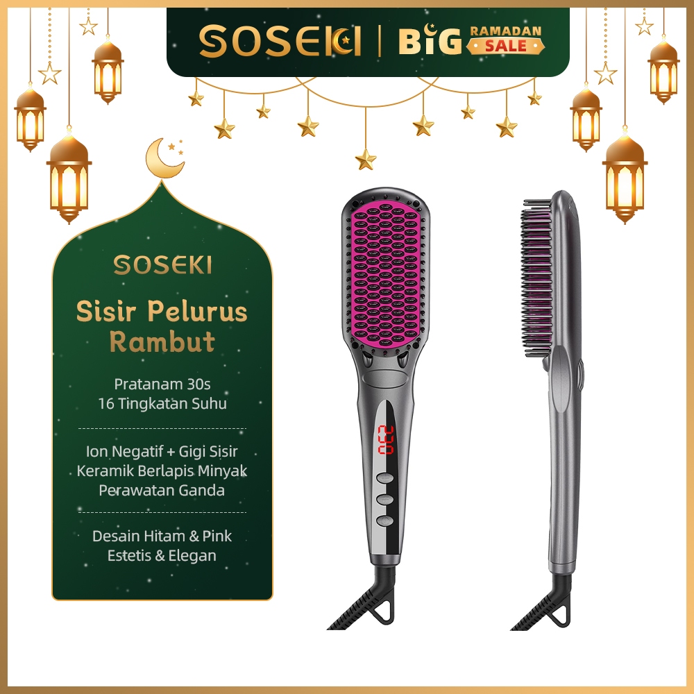 SOSEKI Sisir Catokan Pelurus Rambut 16 Tingkat Suhu / 170g Catokan Mini Ringan / Tegangan Global 100