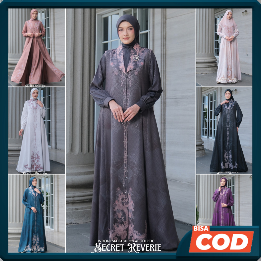 Set Gamis Dress Syari Dobby Jacquard Bisa Request Gamis Ceruty Babydoll Couple Terbaru Maudy Masya S