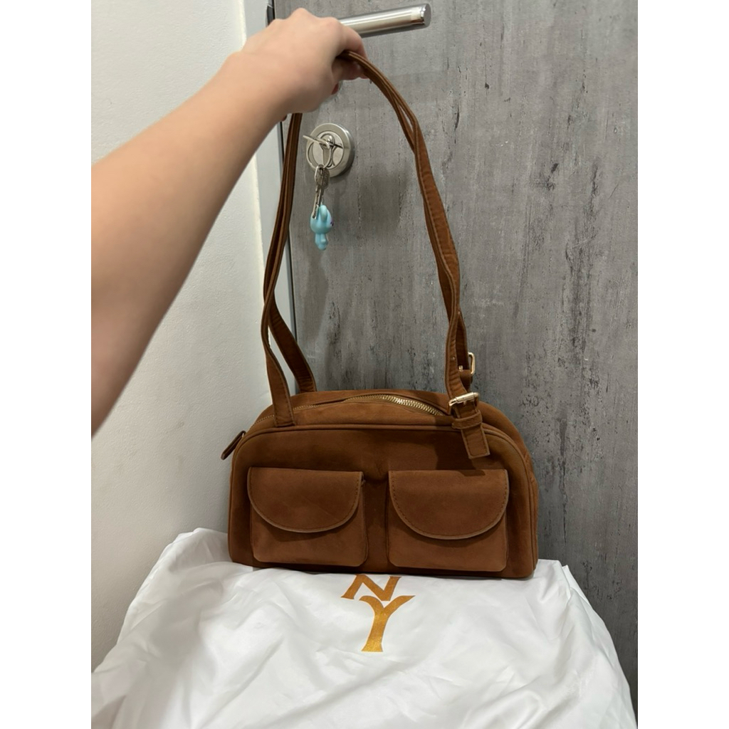 SNY THE LABEL X AITA CHRISTINA RACHEL SUEDE BROWN SHOULDER HAND BAG NOT POVILO TIA THIS IS APRIL VAL