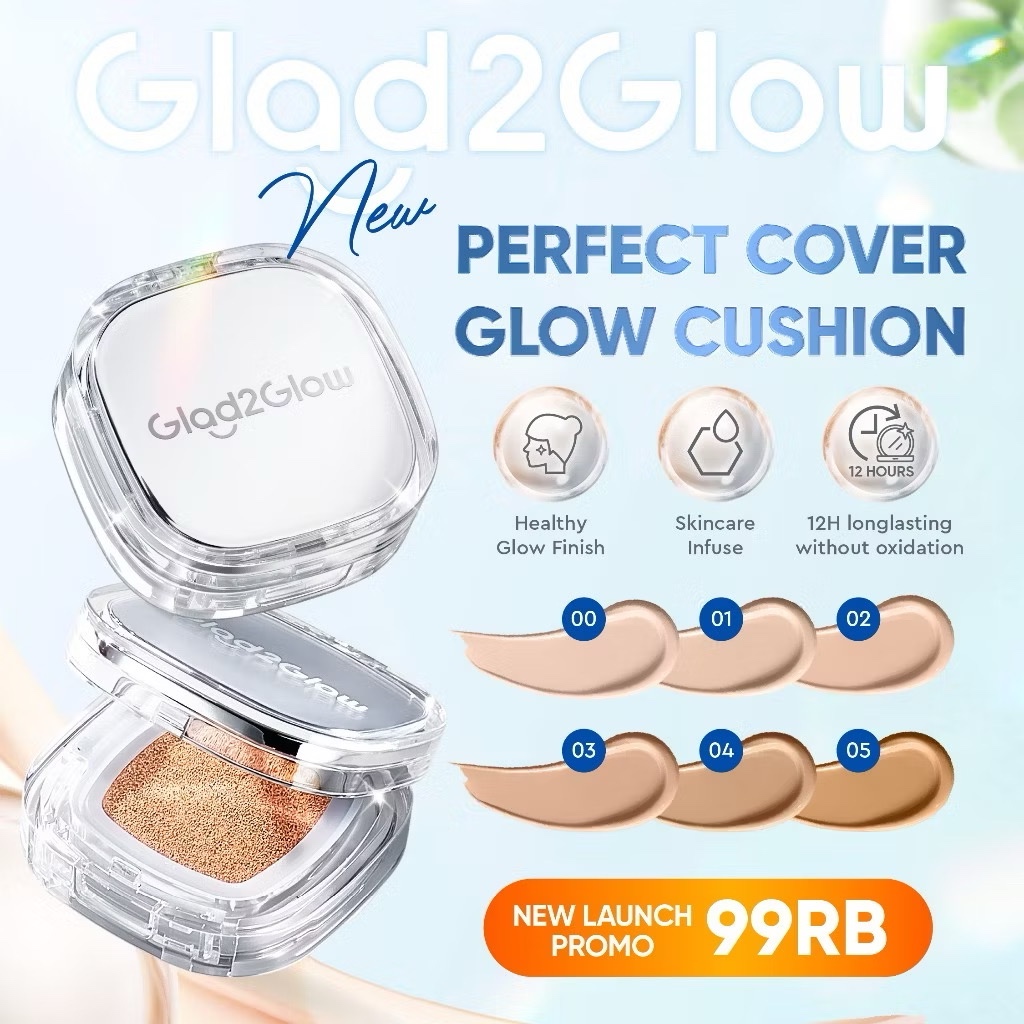 ￼[Ready Stock]Glad2Glow Perfect Cover Glow Cushion Bedak Padat Make Up Bedak G2G BB Cream CC Cream K