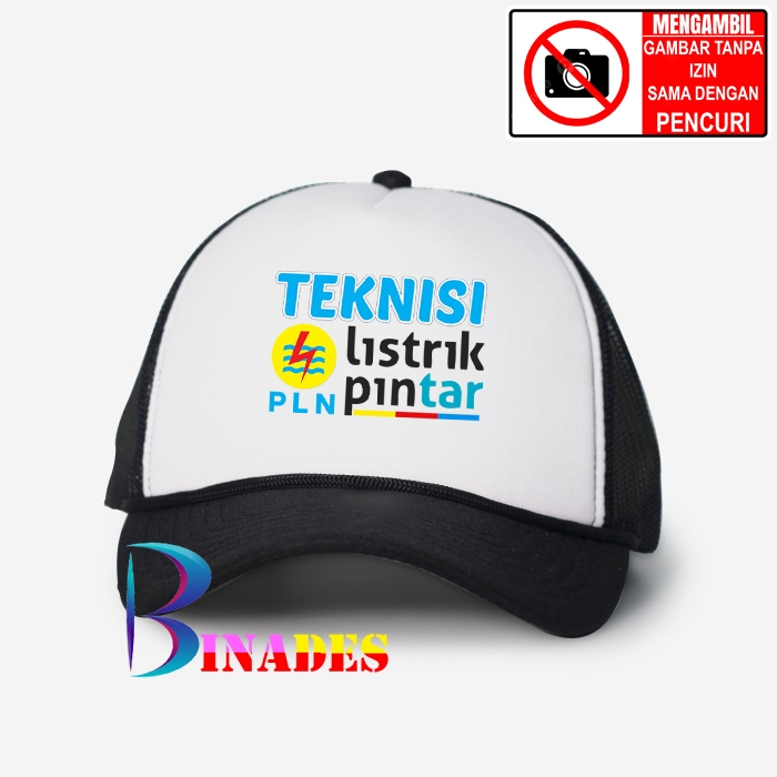 Jual Topi Truker Topi Jaring TEKNISI PLN LISTRIK PINTAR Topi BaseBall Sablon Digital DTF BINADES
