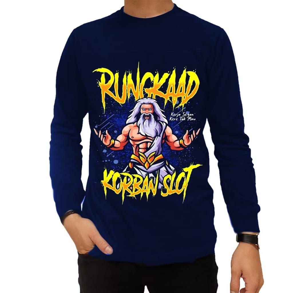 Kaos Distro Pria Lengan Panjang Rungkad Korban Slot Tshirt Cowok Keren Kekinian Rungkad Korban Slot 