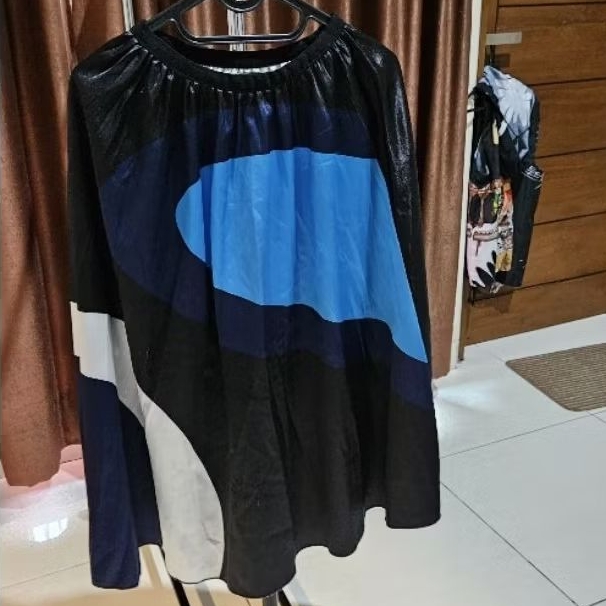 Preloved Midi Skirt Satin Navy Blue