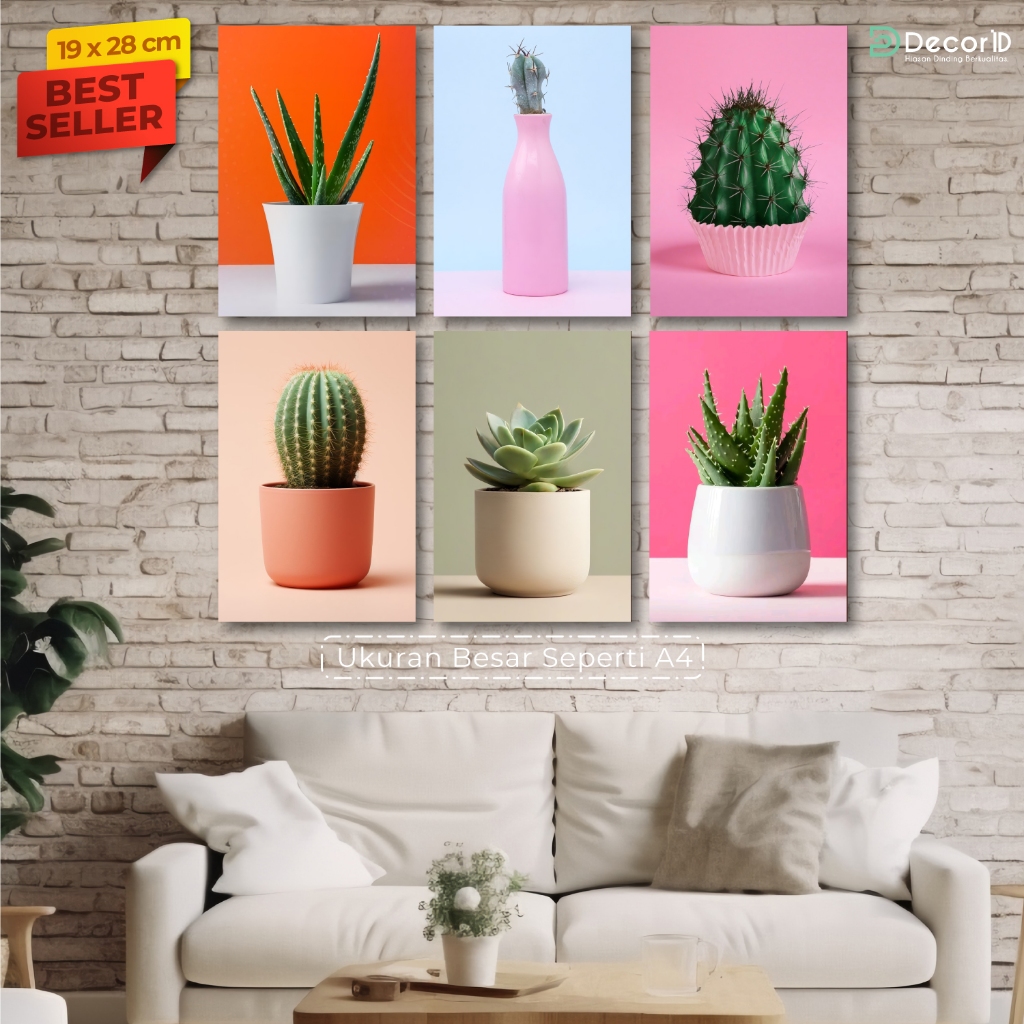 Hiasan Dinding Kaktus MDF 19x28 Wall Decor Poster Kayu Vintage Pajangan Rumah Tahan Air