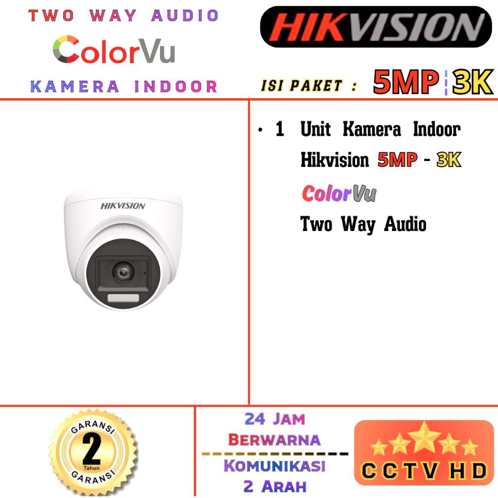 KAMERA  5MP  HIKVISION  INDOOR  COLORVU  -  TWO  WAY  AUDIO