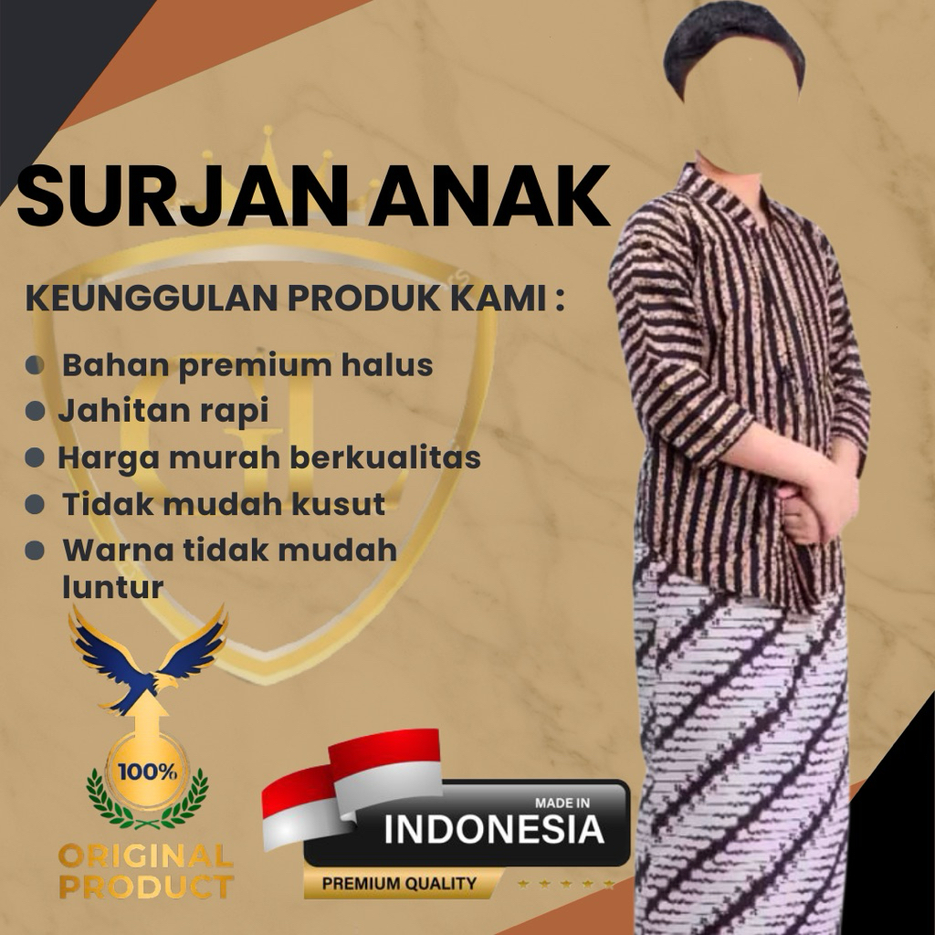 atasan surjan lurik lengan panjang anak pria baju adat jawa anak