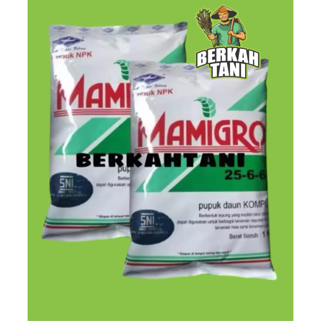 Pupuk NPK MAMIGRO Hijau 25+6+6 1KG Super N Pupuk Daun Tanaman