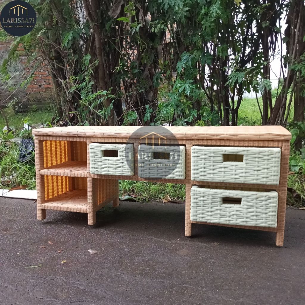 Lemari Rotan Sintetis Meja Tv Minimalis Rotan Sintetis