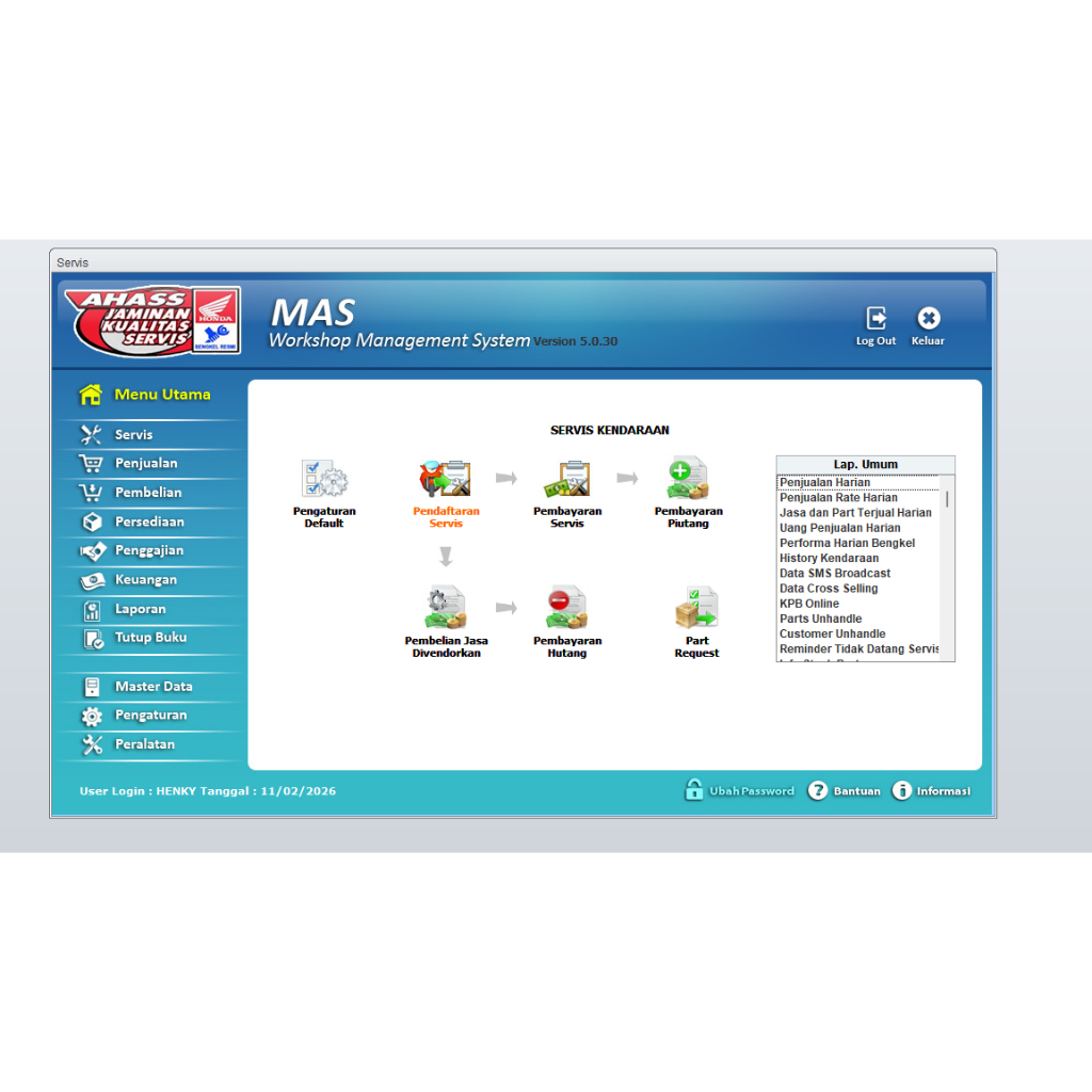 Software Aplikasi Management BENGKEL mobil dan MOTOR MA5