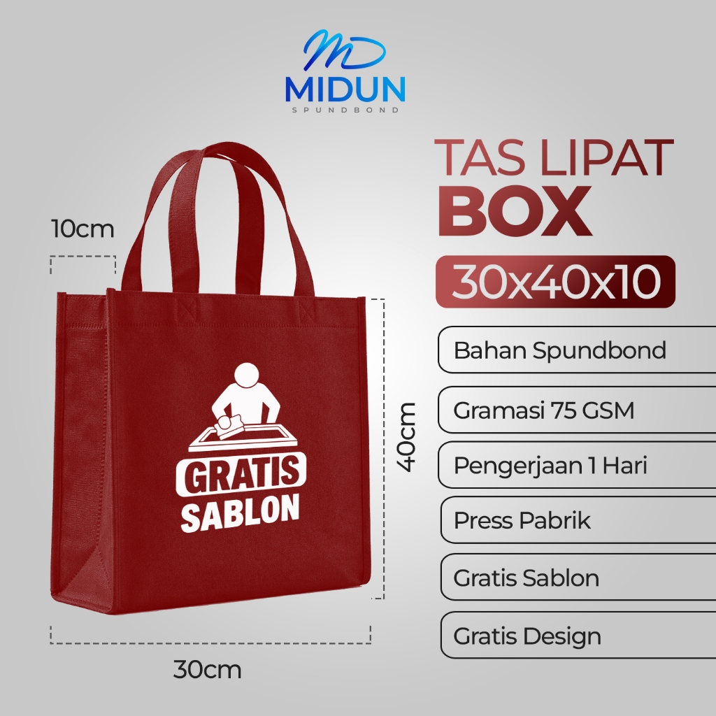Tas Spunbond Sablon 30x40x10 1 Hari Beres
