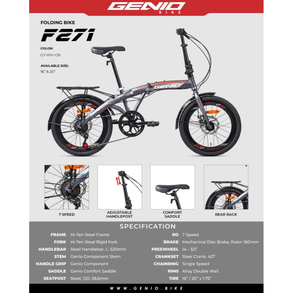 Promo Sepeda Lipat Genio F271 size 16 & 20 inch