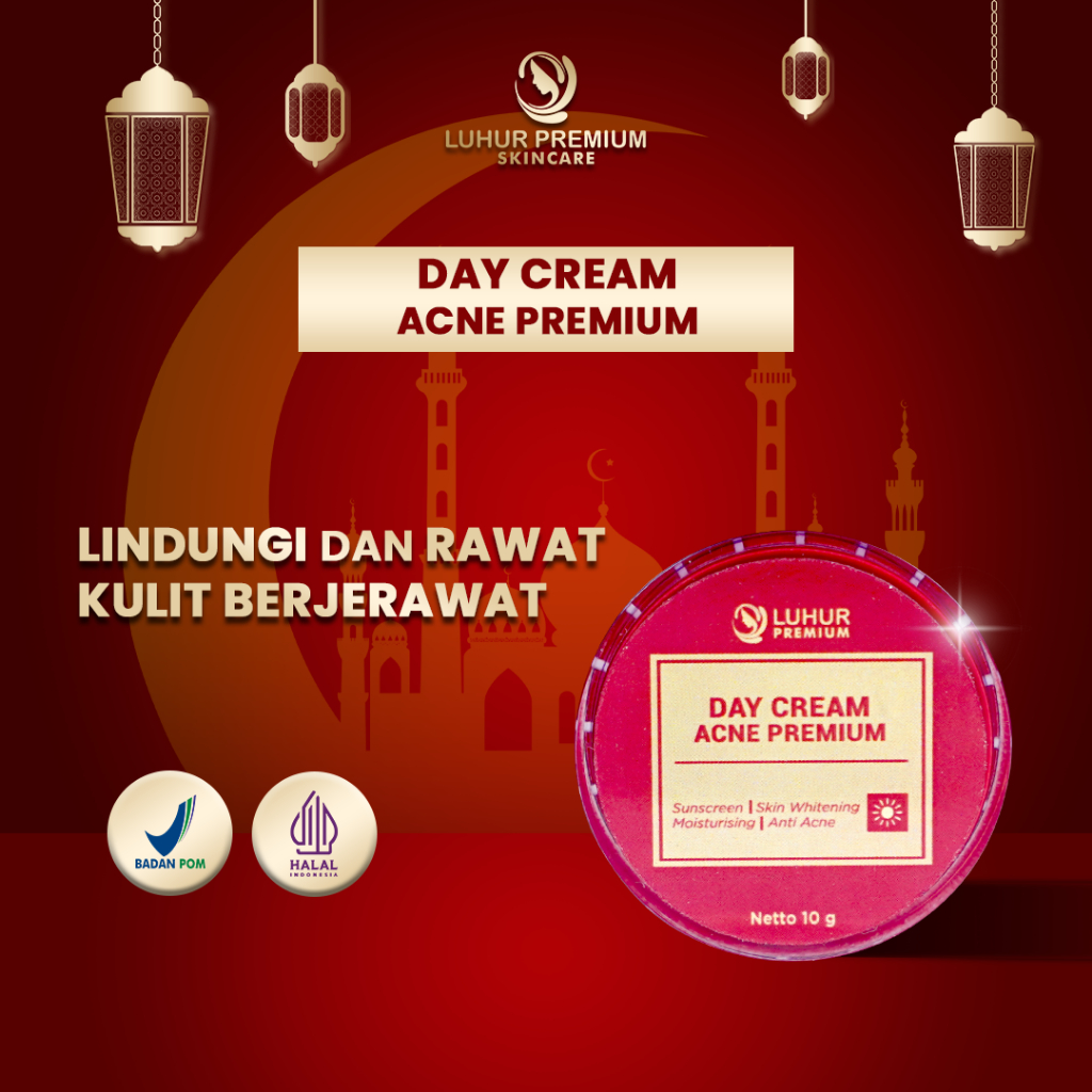 Luhur Premium - Day Cream Acne Sunscreen Antiacne Krim Pagi Kulit Wajah Berminyak Berjerawat
