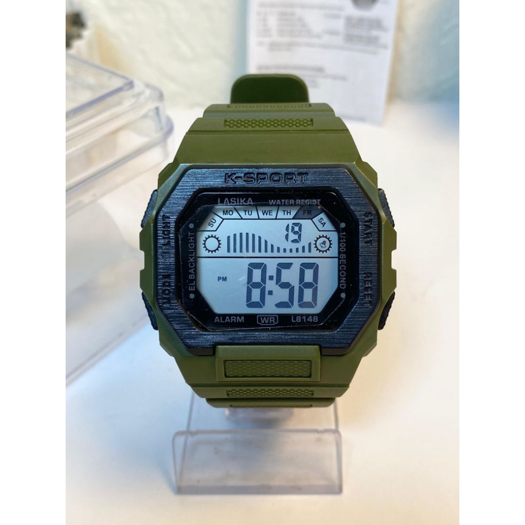 [BISA COD] 5PJ - Jam Tangan Lasika LKT - Tali Karet - Water Resistant Fitur Lampu Alarm - Jam Tangan