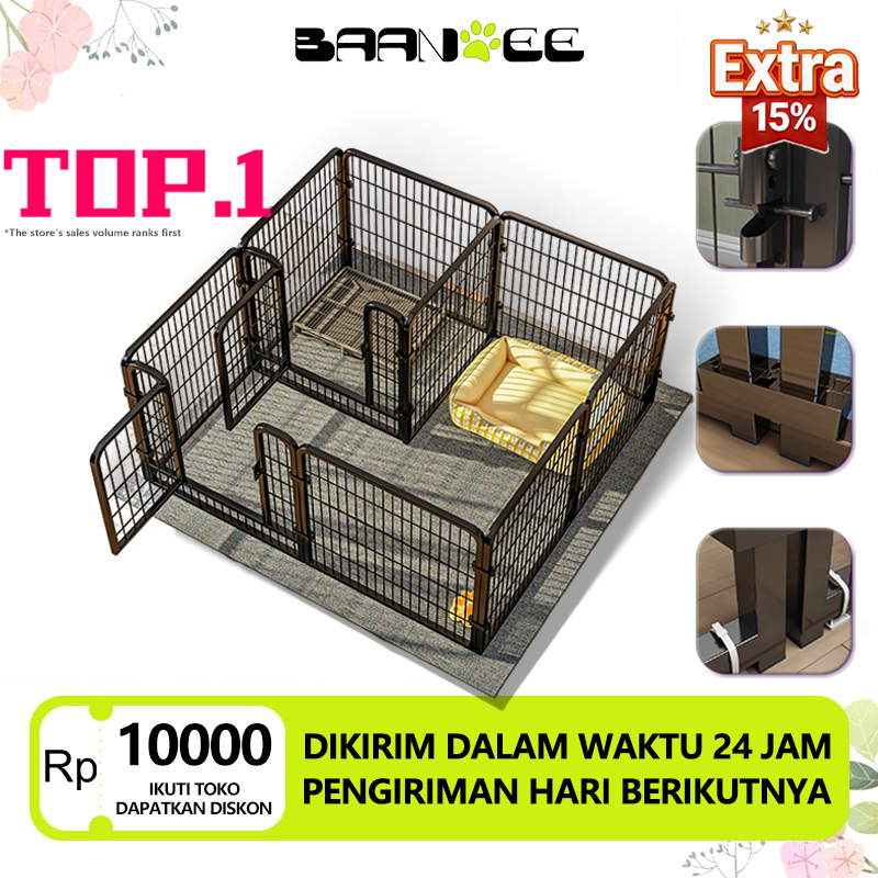 Pagar hewan peliharaan Pagar Anjing Kandang Hewan Pagar Besi Size Besar Besi Anti Karat