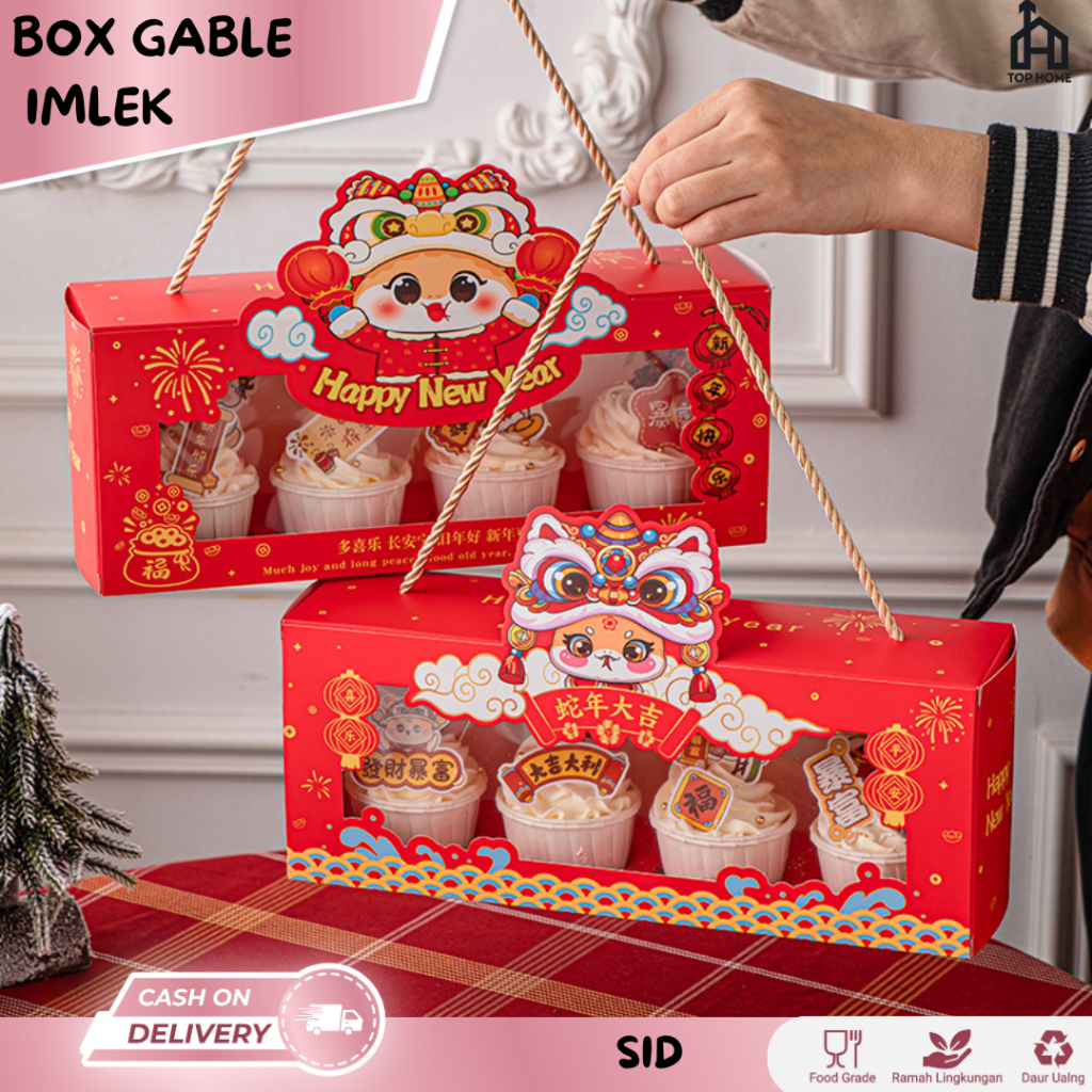 Box Hampers Imlek Barongsai/ Kotak Hampers Imlek New Year Chinese/Kotak Toples Kue Kering Imlek