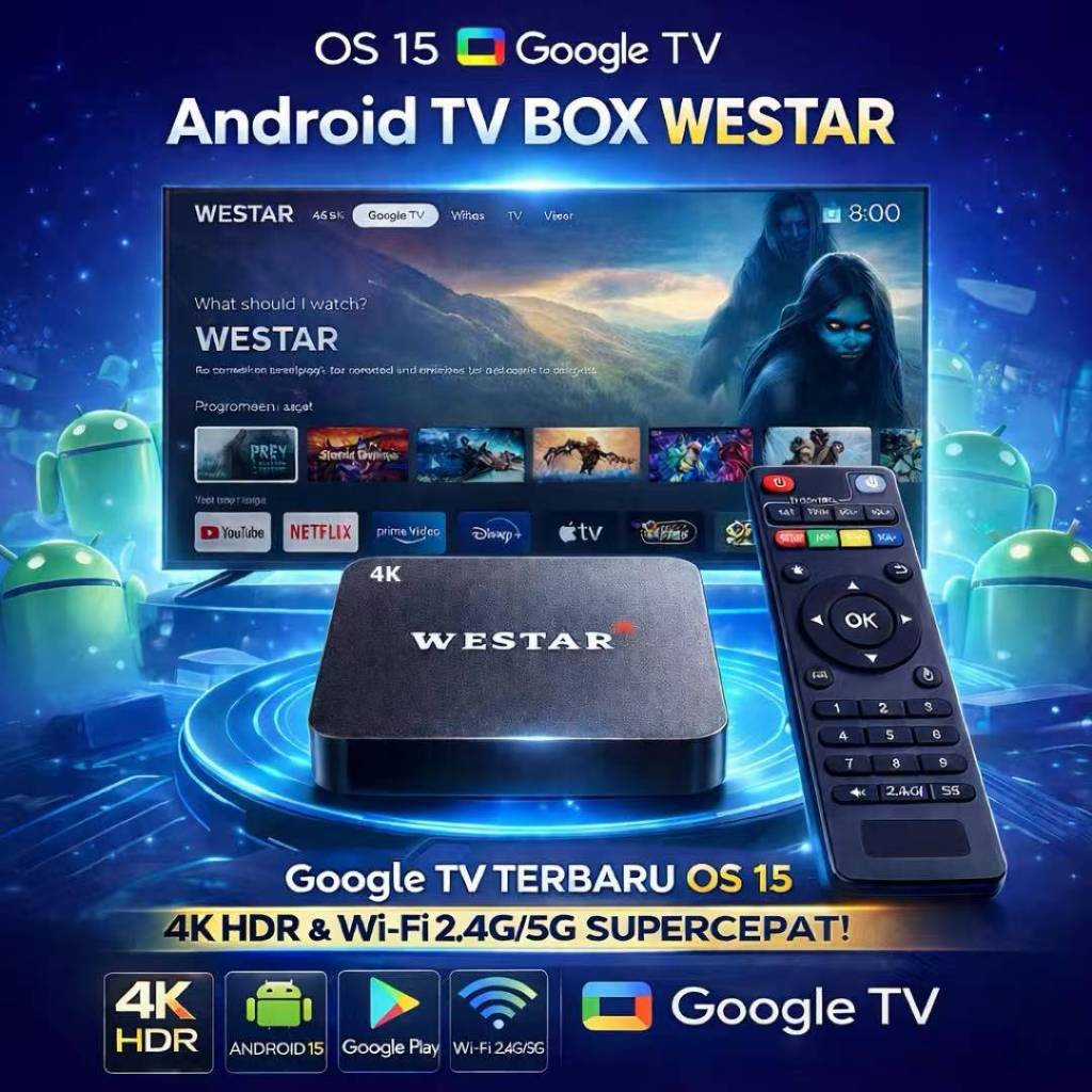 Android TV Box WESTAR W1 WIFI STB 4K Smart TV Box Netflix WESTAR Premium Android Box