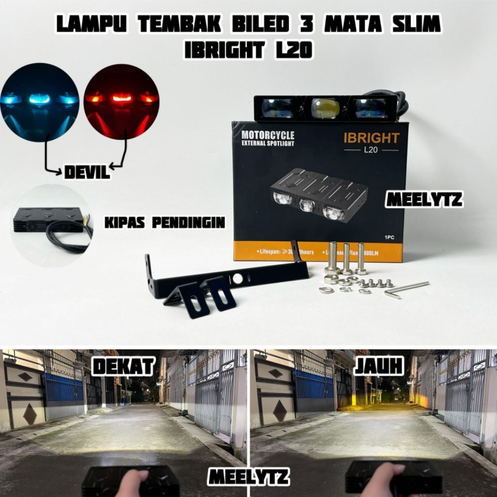 IBRIGHT L20 - LAMPU TEMBAK BILED 3 MATA SLIM