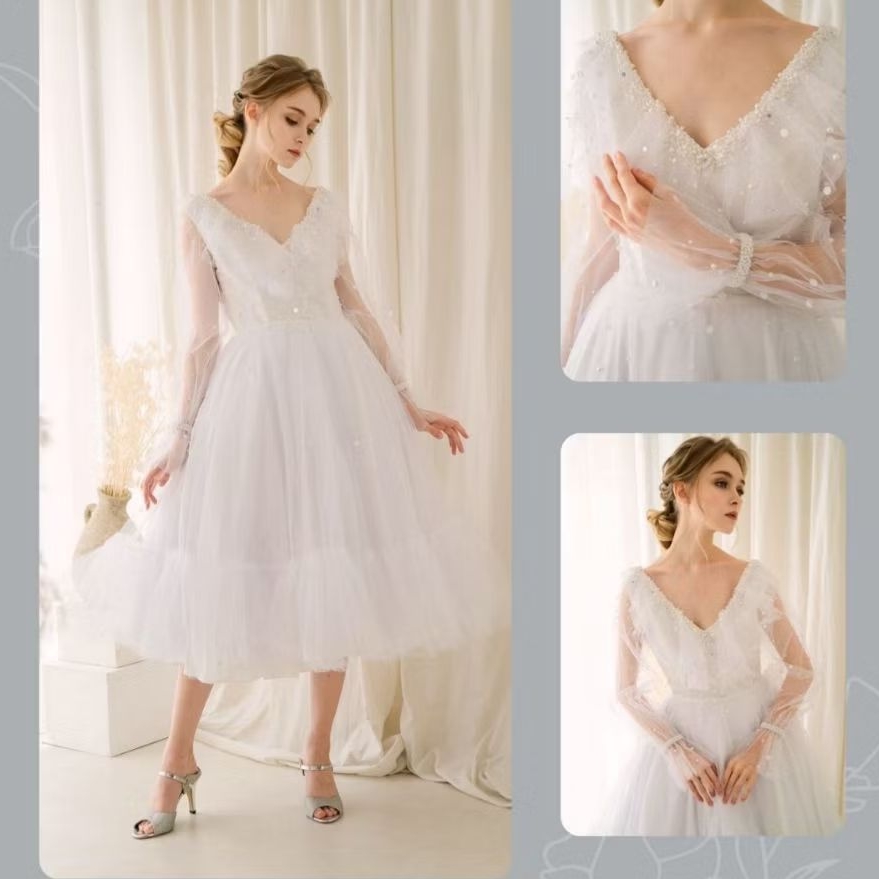 Eliana Midi dress putih korea