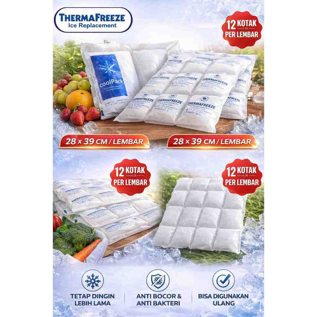 Ice Pack Gel Thermafreeze Original Isi 12 PCS – Dry Ice Gel Jumbo Hemat Ekonomis Es jel Murah