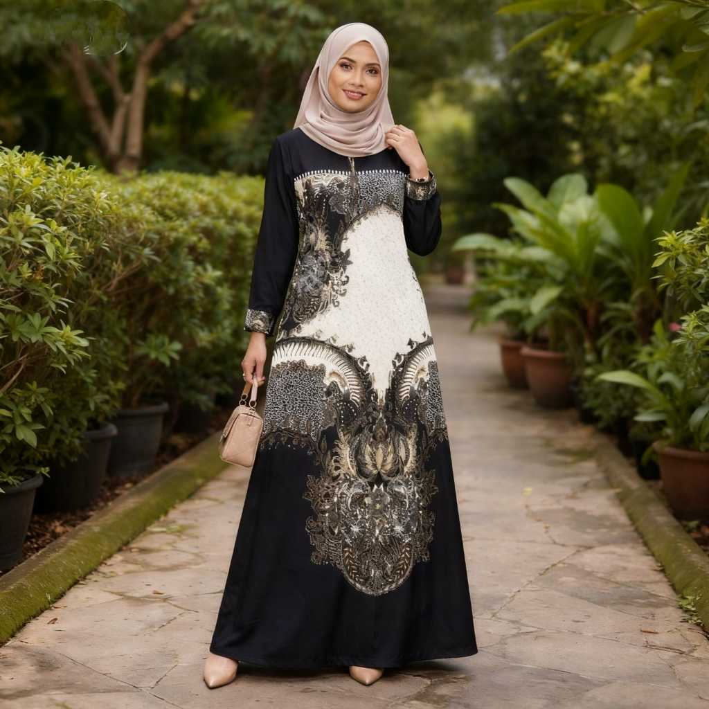 Batik Gamis Lebaran  Terbaru Gamis Wanita  Modern Syar'i Batik Wanita Model Kekinian Resleting Depan