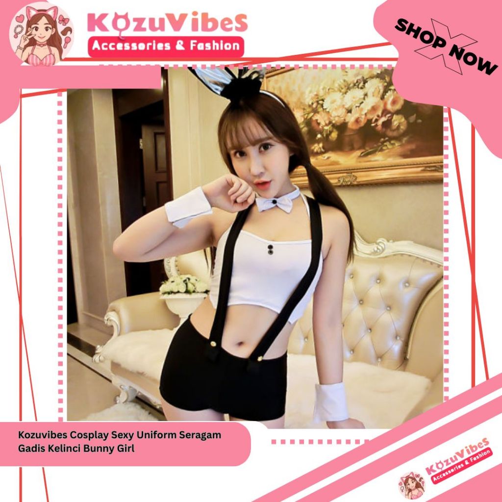 Kozuvibes Cosplay Sexy Uniform Seragam Gadis Kelinci Kostum Bunny Girl