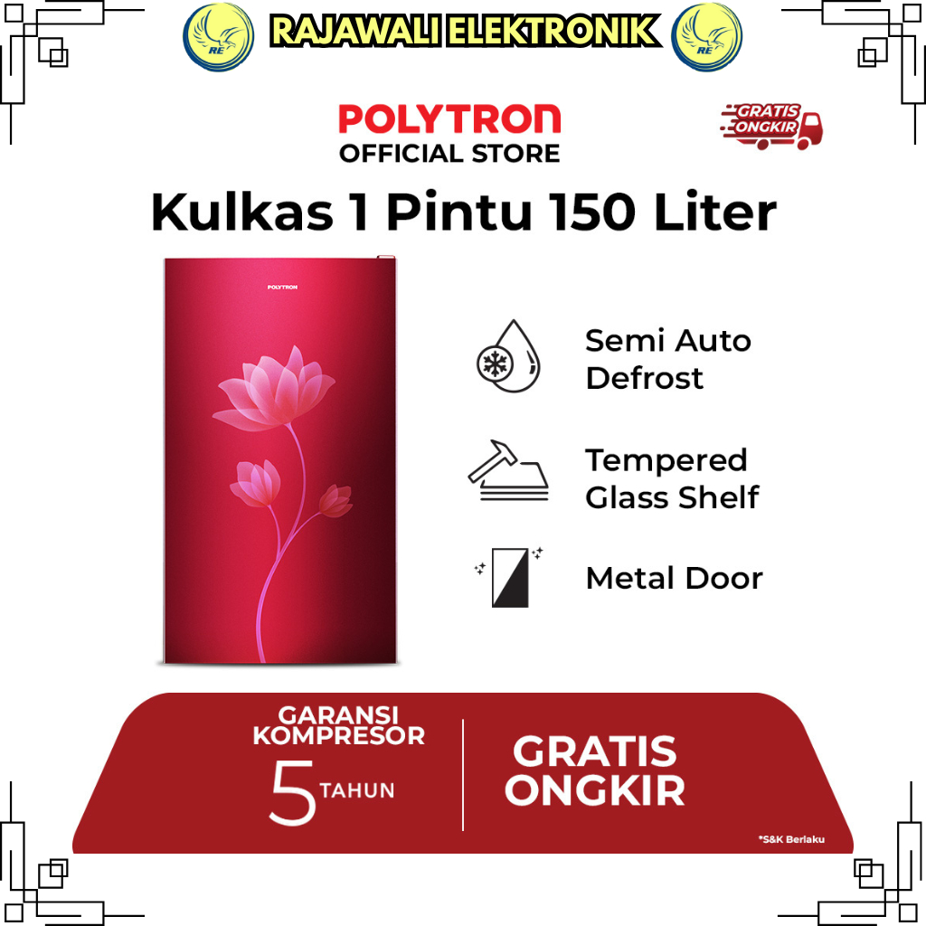 INSTANT READY KULKAS POLYTRON 1 PINTU 159 R PRB 159 B PRB 159 LEMARI ES 1 PINTU POLYTRON