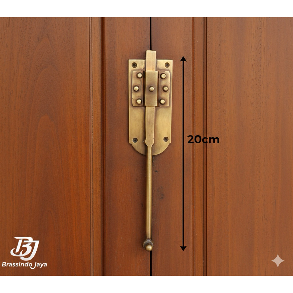 GRENDEL SLOT PINTU JENDELA BATAVIA KUNINGAN ANTIK 20 CM / Slot Pintu Antik