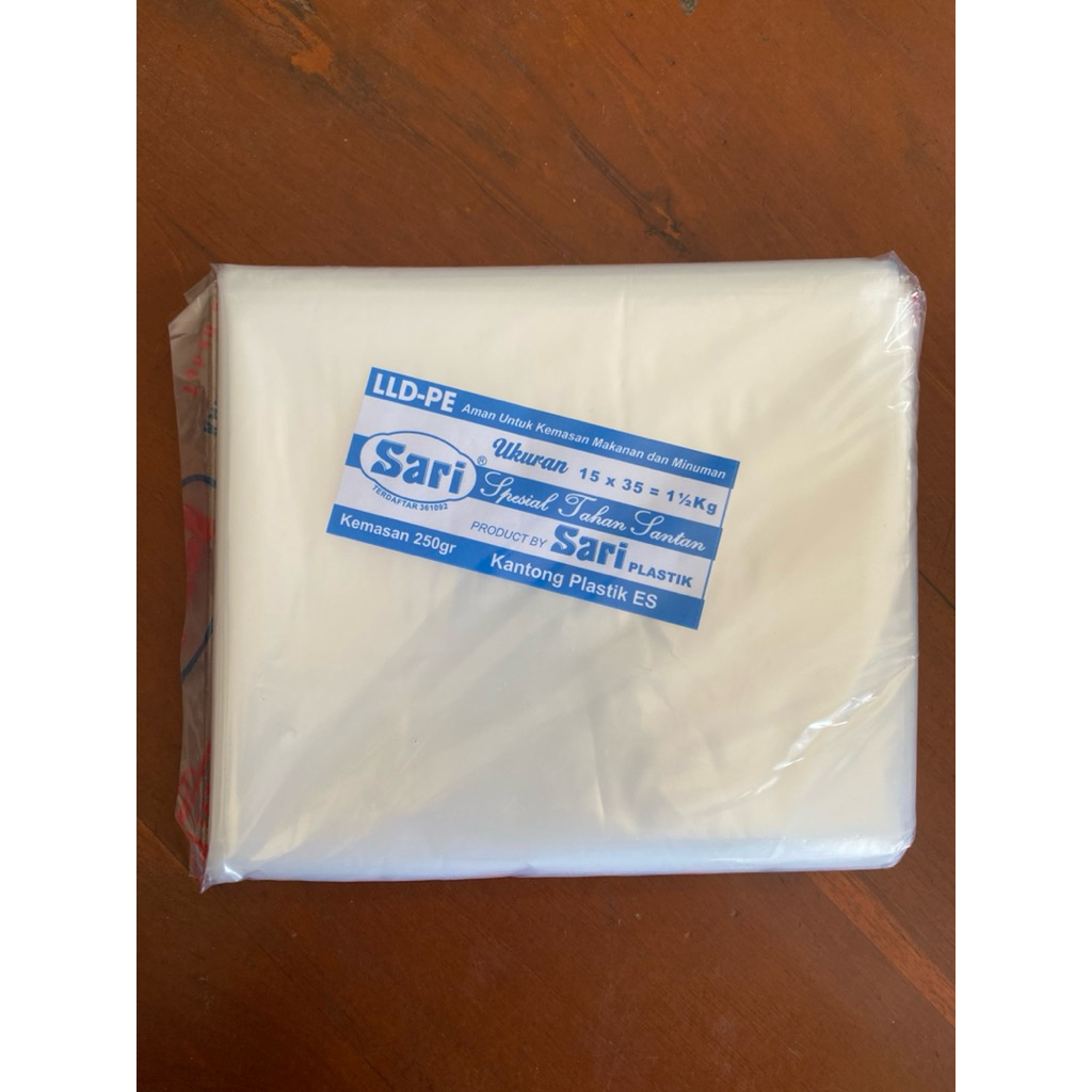 plastik Sari es batu 1 1/2kg 1kg bening tebal