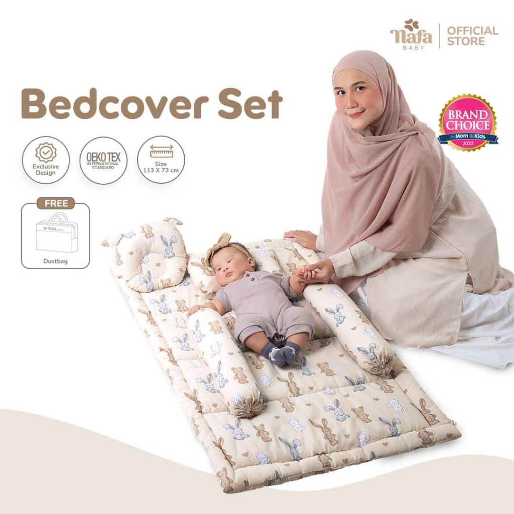 NAFA BABY - Bedcover Set Bayi Lembut Set Bantal Guling Katun | Alas Tidur Bayi Cocok untuk Kado Lahi
